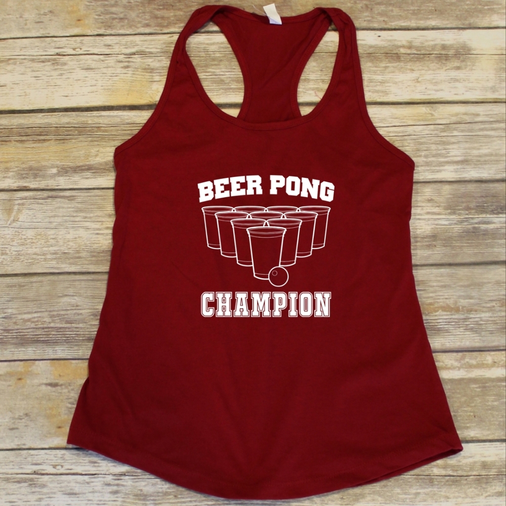 Beer Pong Champion - ladies red racerback tank top